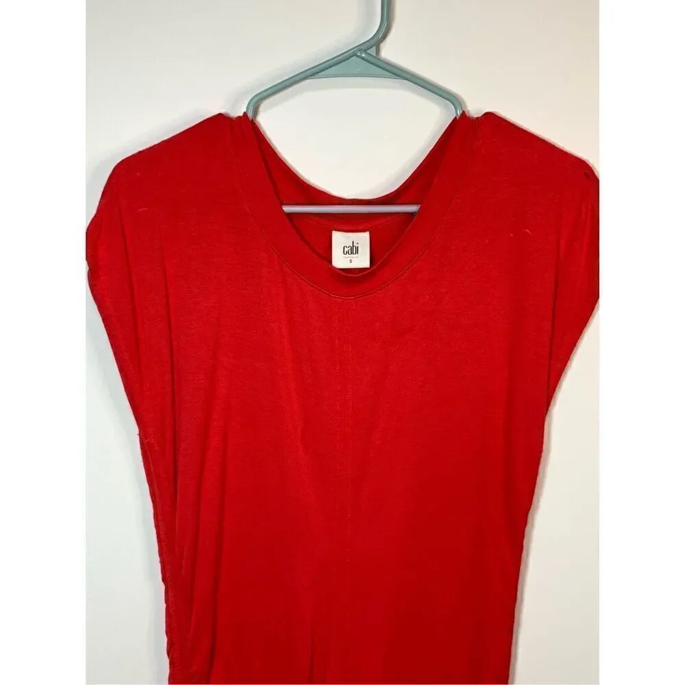Cabi Women's Limited Edition Cap Sleeve Ruched Whistle Tunic Top Red Size Small